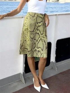 Women's Serpentine Print Midi Skirt High